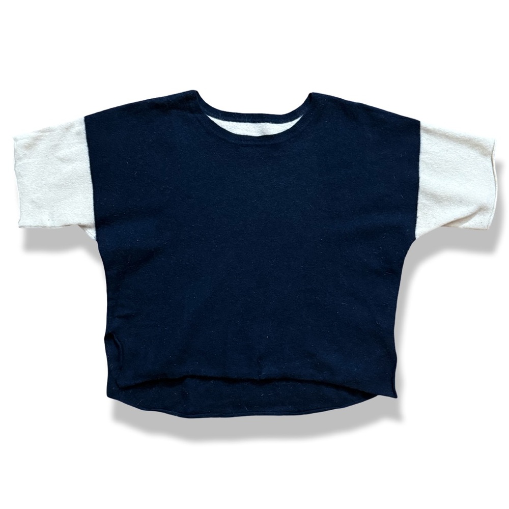 hand made, extra small navy and white woman’s wool shirt.